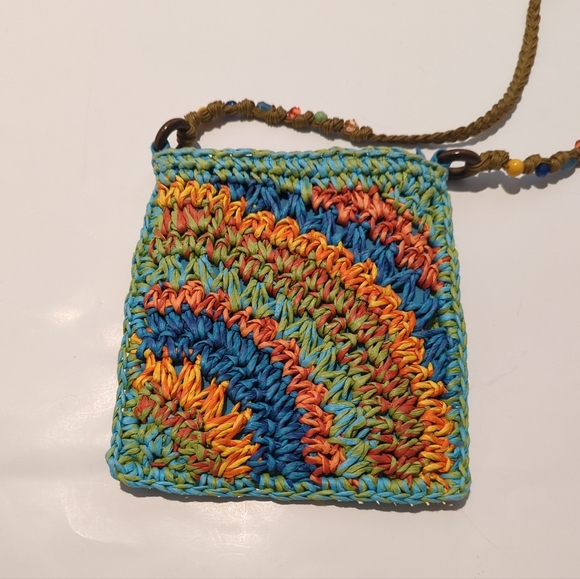 Cappelli Colorful Straw Woven Rainbow Crossbody Purse Bag Boho - Picture 2 of 11